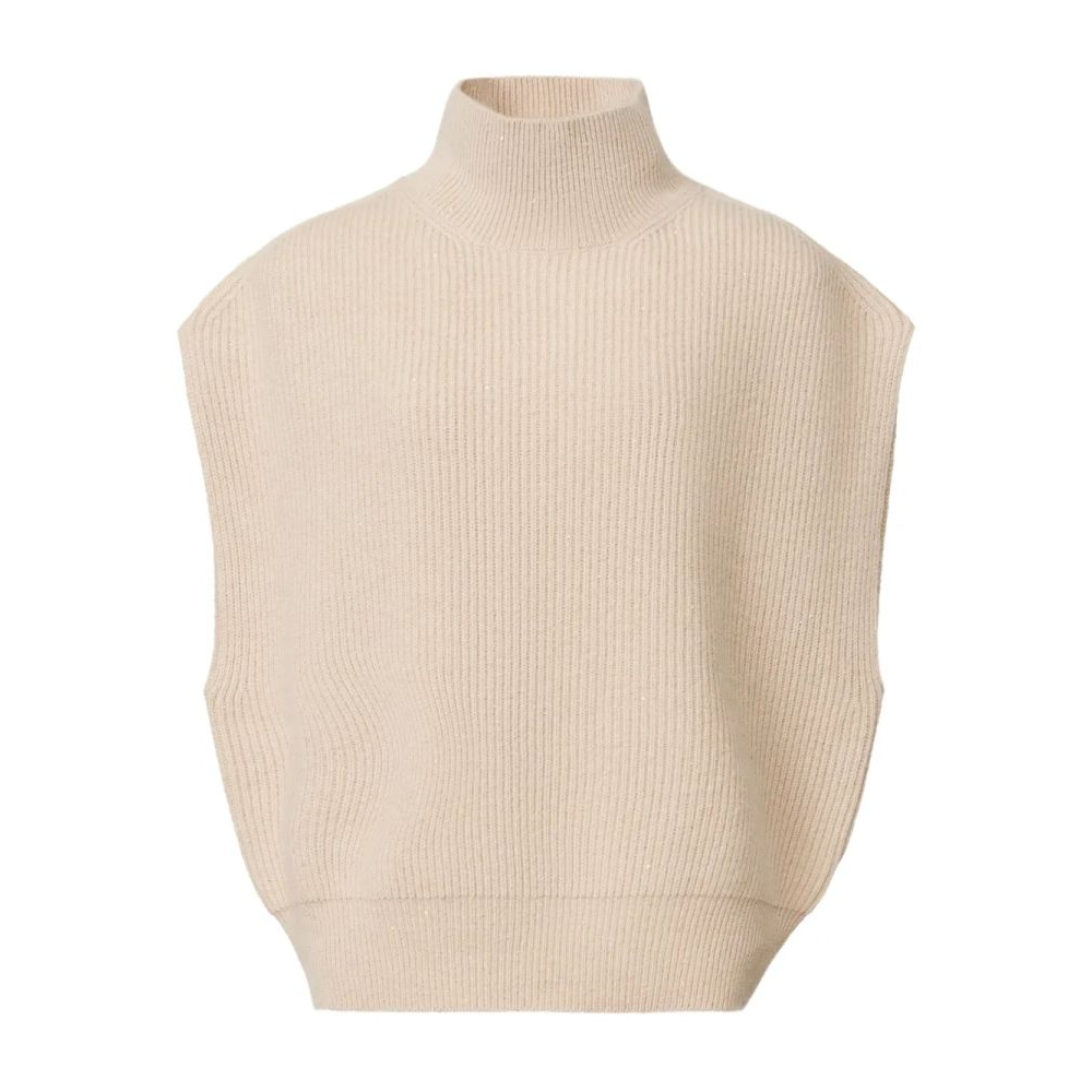 Gilet 'High-Neck Ribbed-Knit' pour Femmes