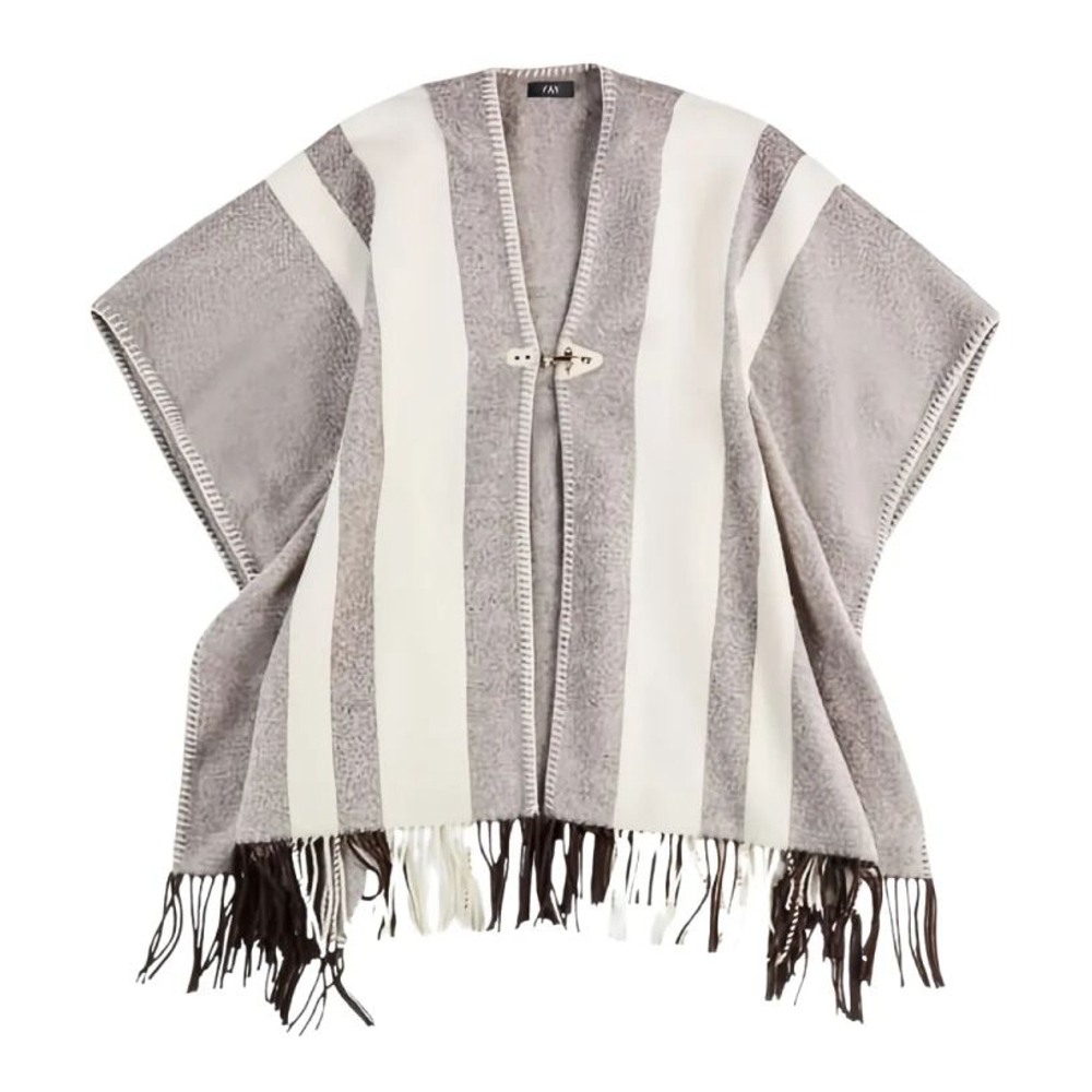 Poncho 'Striped-Fringe' pour Femmes