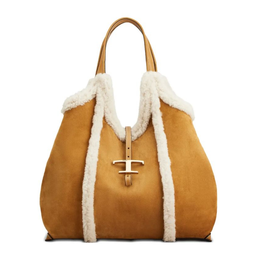 Sac à bandoulière 'Shearling-Trimmed T-Buckle' pour Femmes