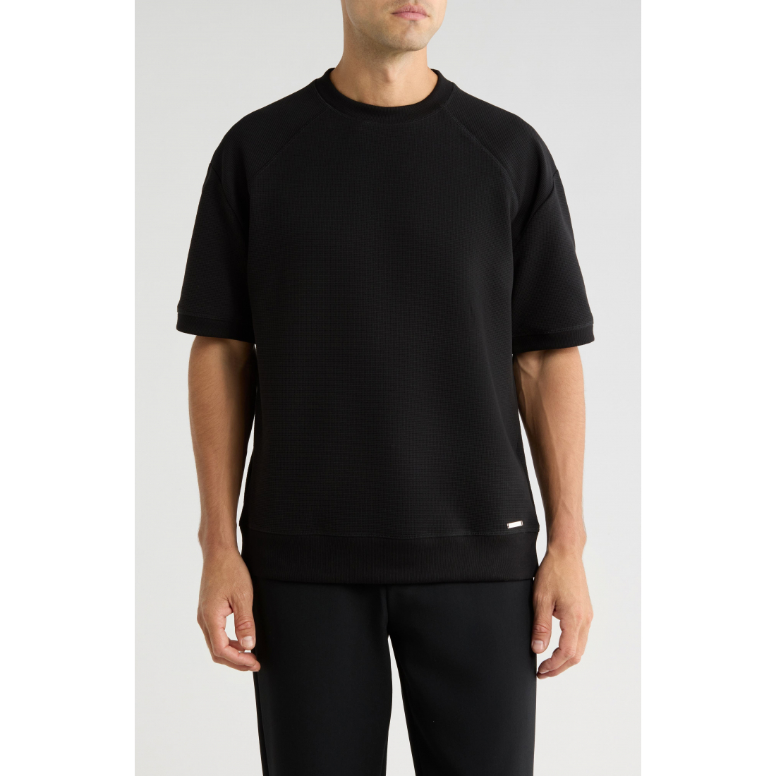 'Mock Neck Waffle Knit T-Shirt' pour Hommes