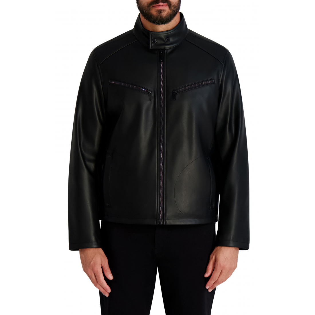 'Faux Leather Racer Jacket' pour Hommes