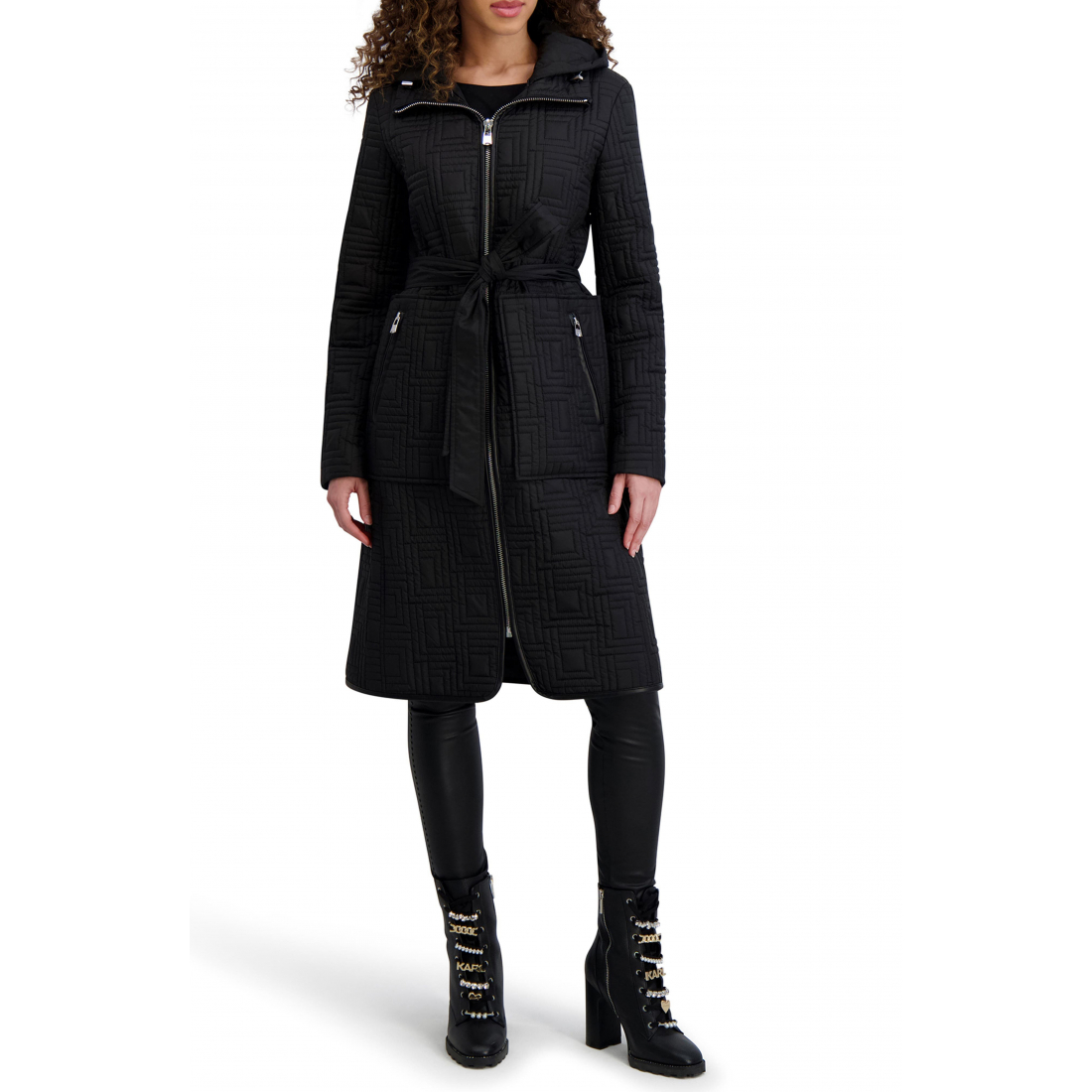 Veste matelassée 'Hooded Belted Zip' pour Femmes