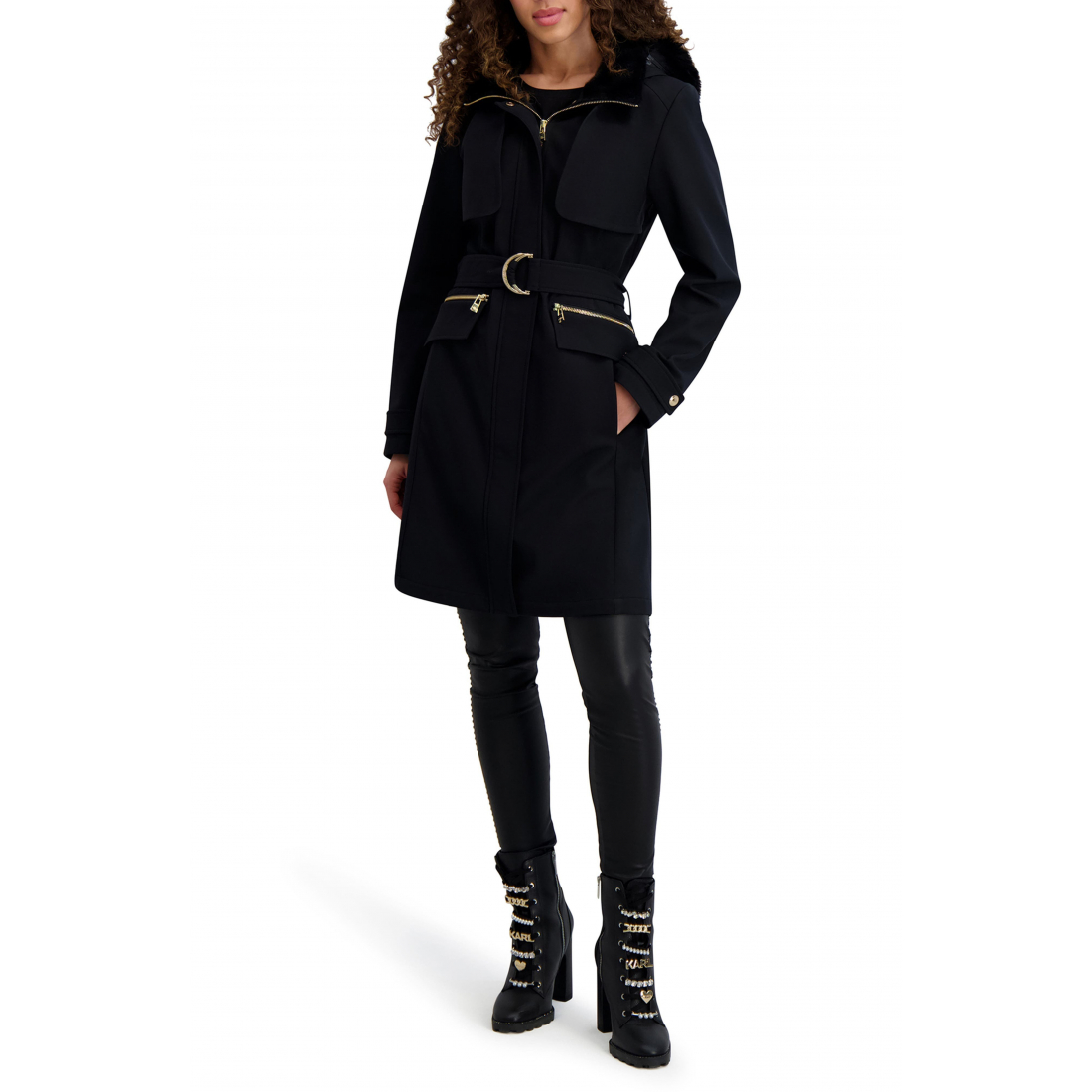 Manteau 'Water Resistant Soft Shell with Removable Faux Fur Trim' pour Femmes