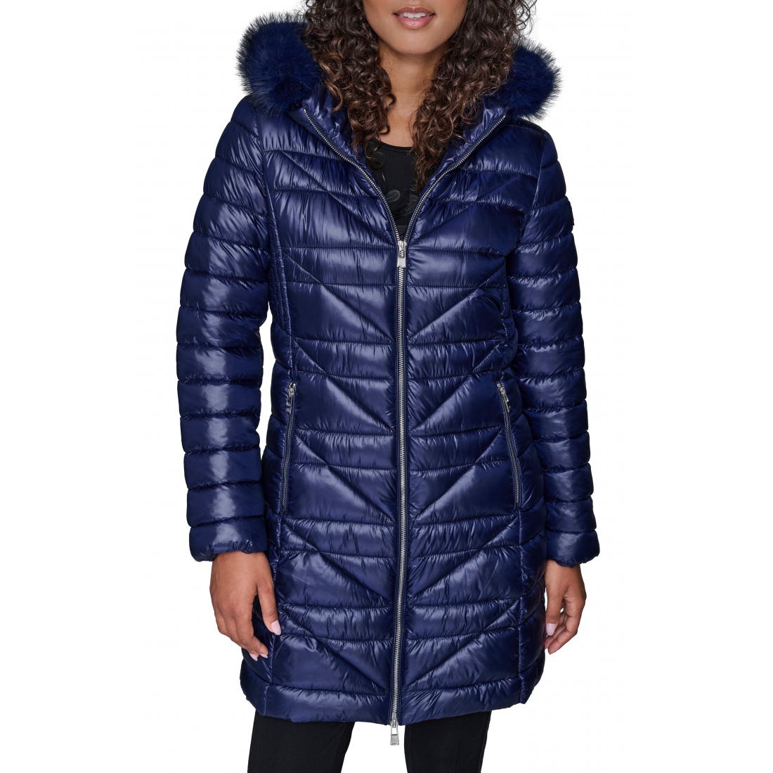 Veste matelassée 'Chevron with Removable Faux Fur Trim' pour Femmes