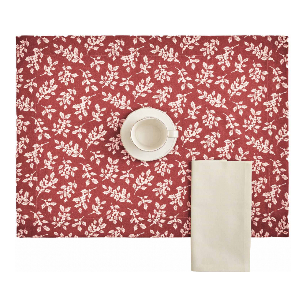 Mistletoe Set 2 American + 2 Napkins, Red