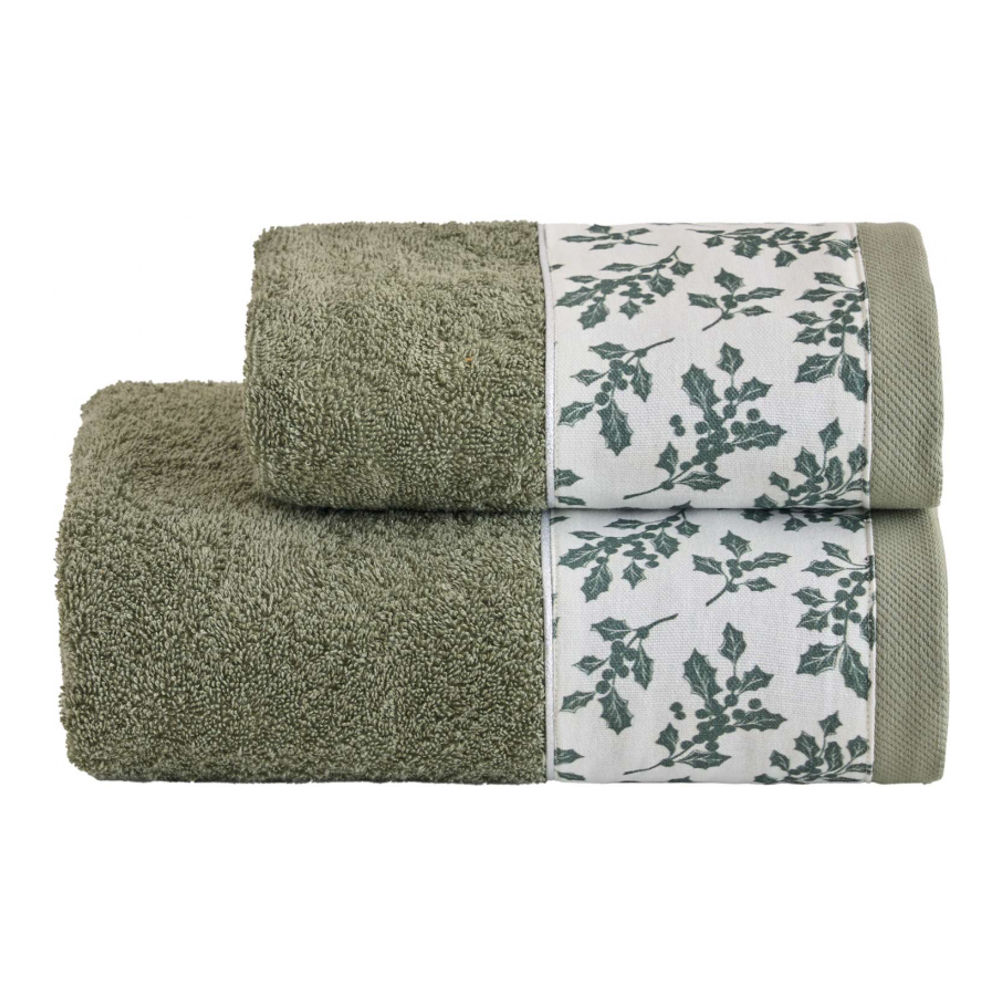 Hand- und Gästehandtuchset „Mistelzweig“, Farbe: Waldgrün
