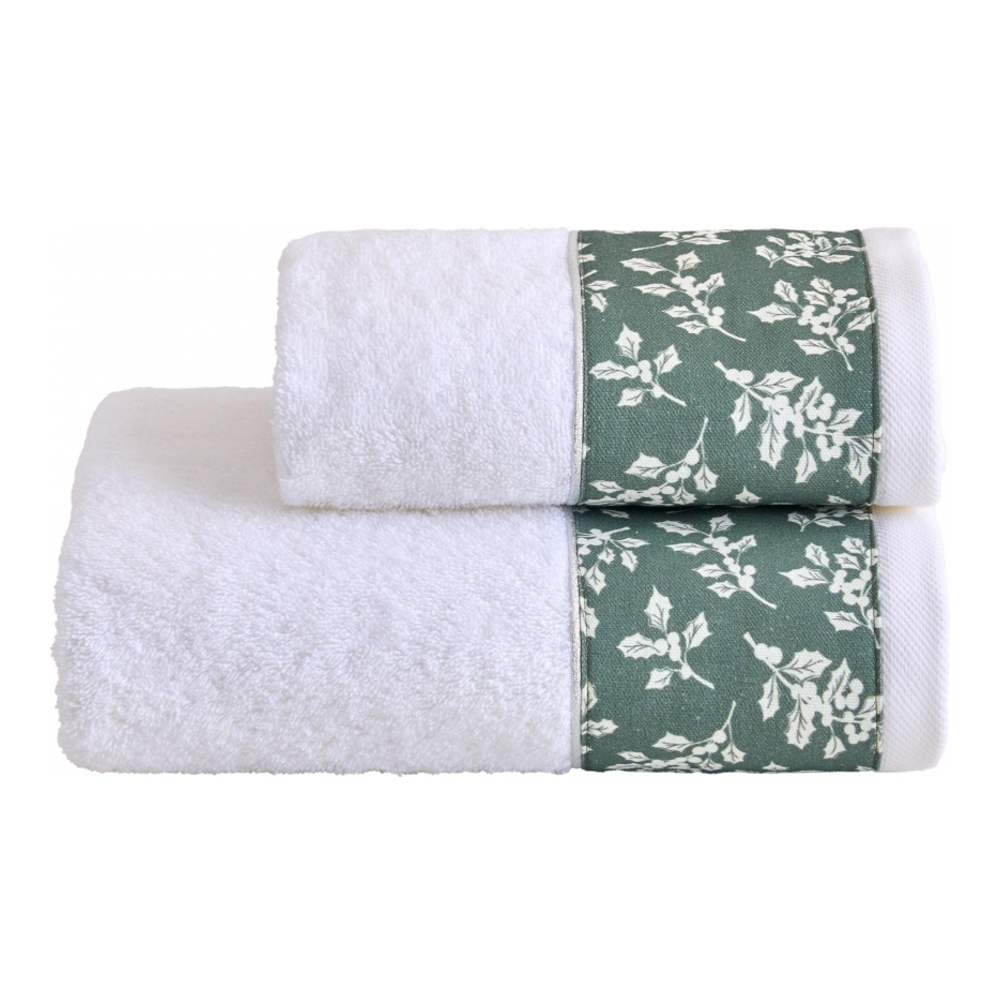 Mistletoe Hand + Guest Terry Towel Set, White/Fir