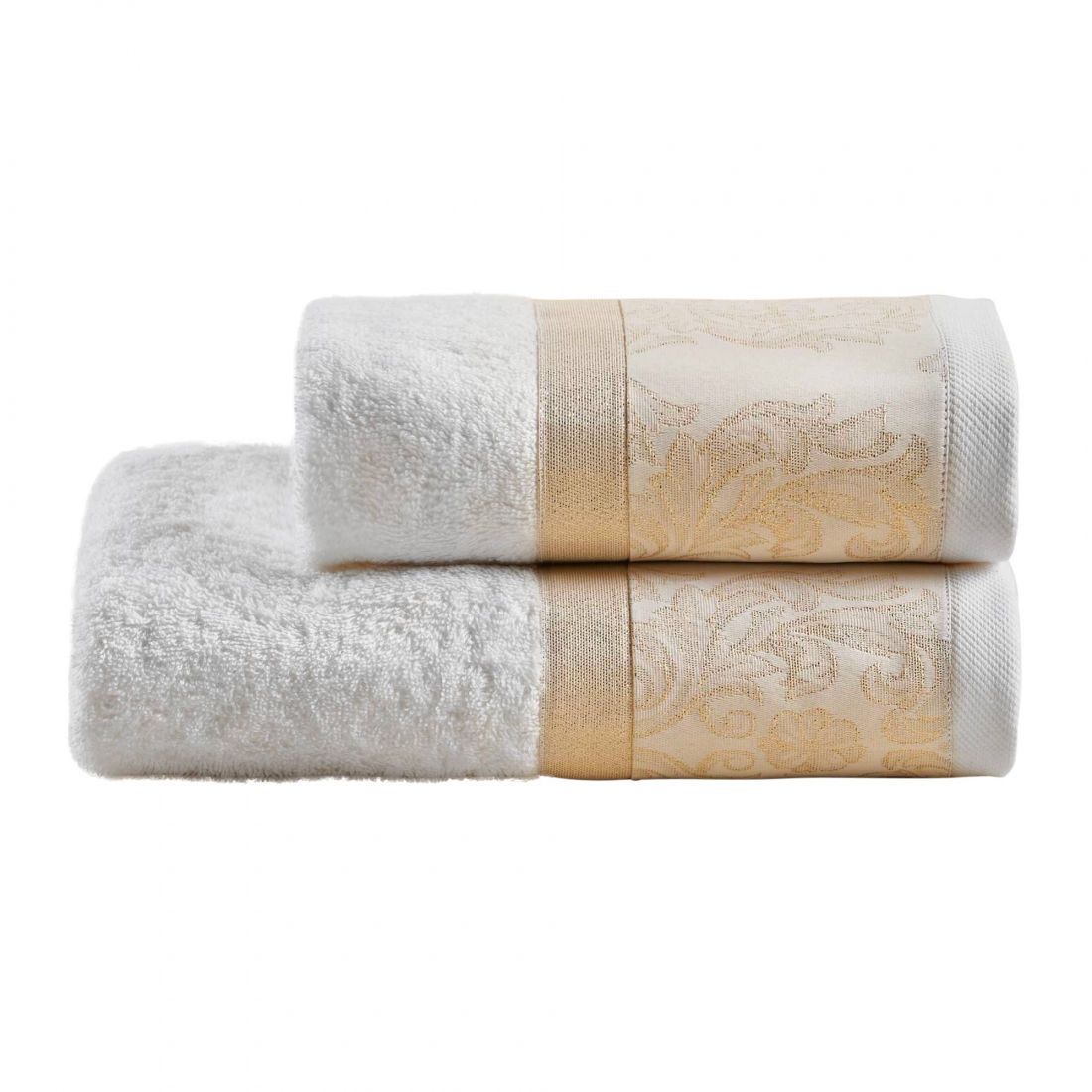 Snow Hand + Guest Terry Towel Set, Ivory/Gold