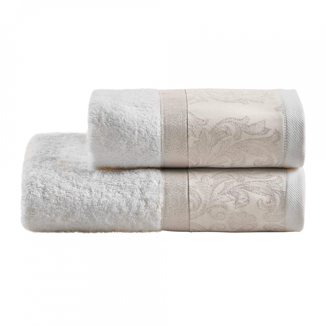 Snow Hand + Guest Terry Towel Set, Ivory/Silver