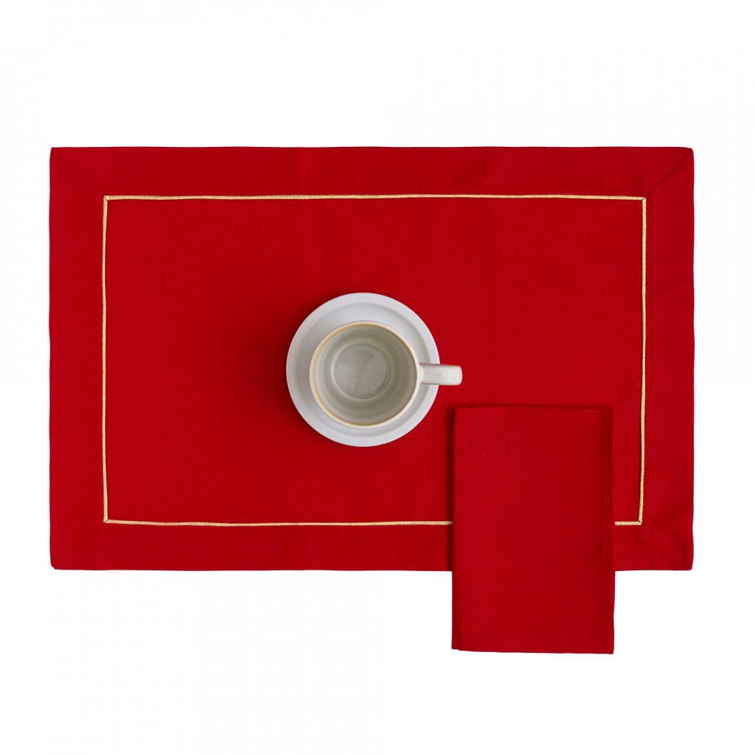 Christmas Set 2 American + 2 Napkins, Red/Gold