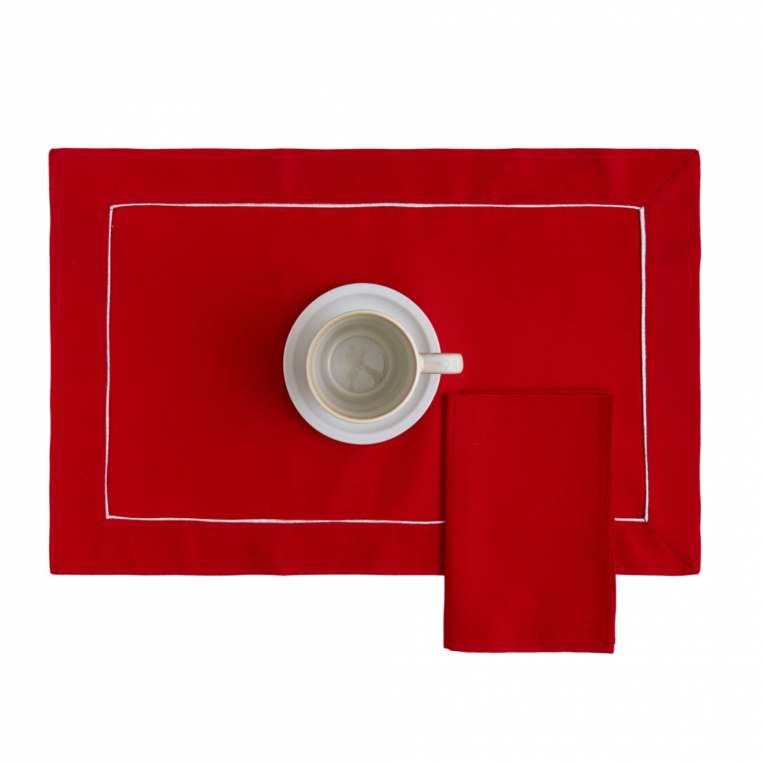 Christmas Set 2 American + 2 Napkins, Red/Silver