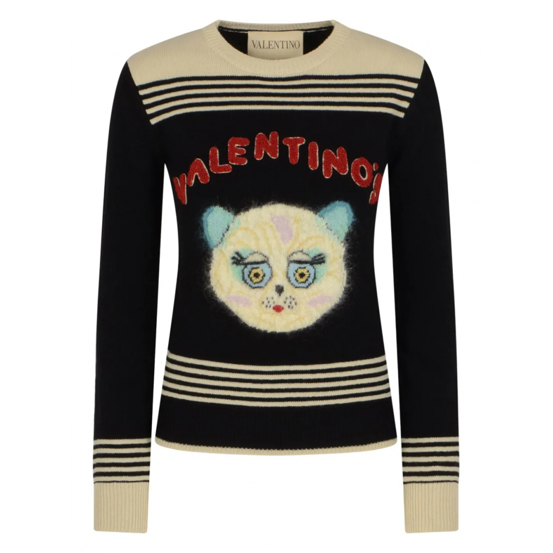 Women's 'Cat-Embroidered Striped' Sweater