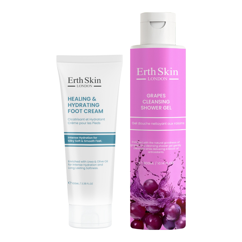 Set de soins pour hommes 'Grapes Cleansing Shower Gel + Healing & Hydrating Foot Cream' - 2 Pièces