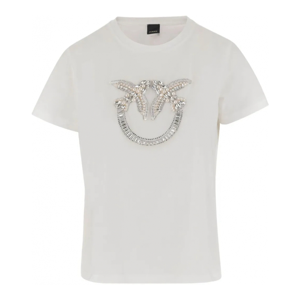 T-shirt 'Crystal-Embellished Logo Crew-Neck' pour Femmes