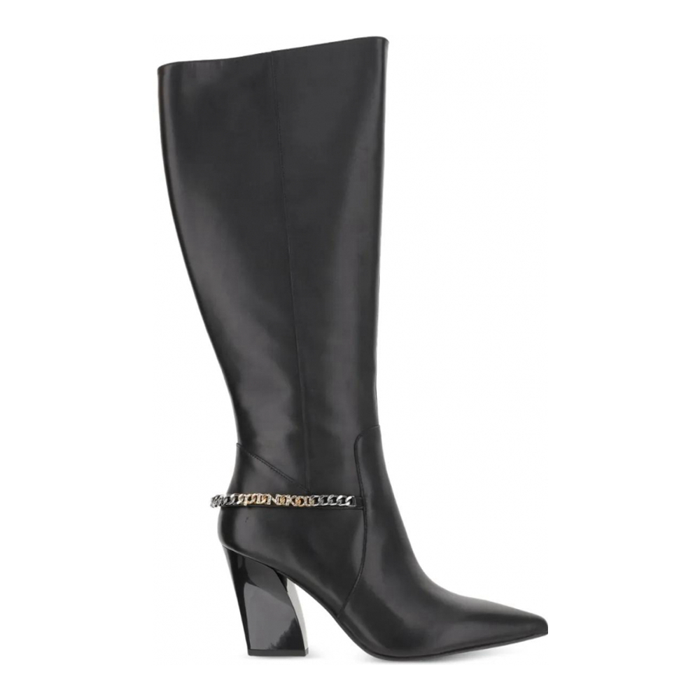 Women's 'Chain-Embellished' High Heeled Boots