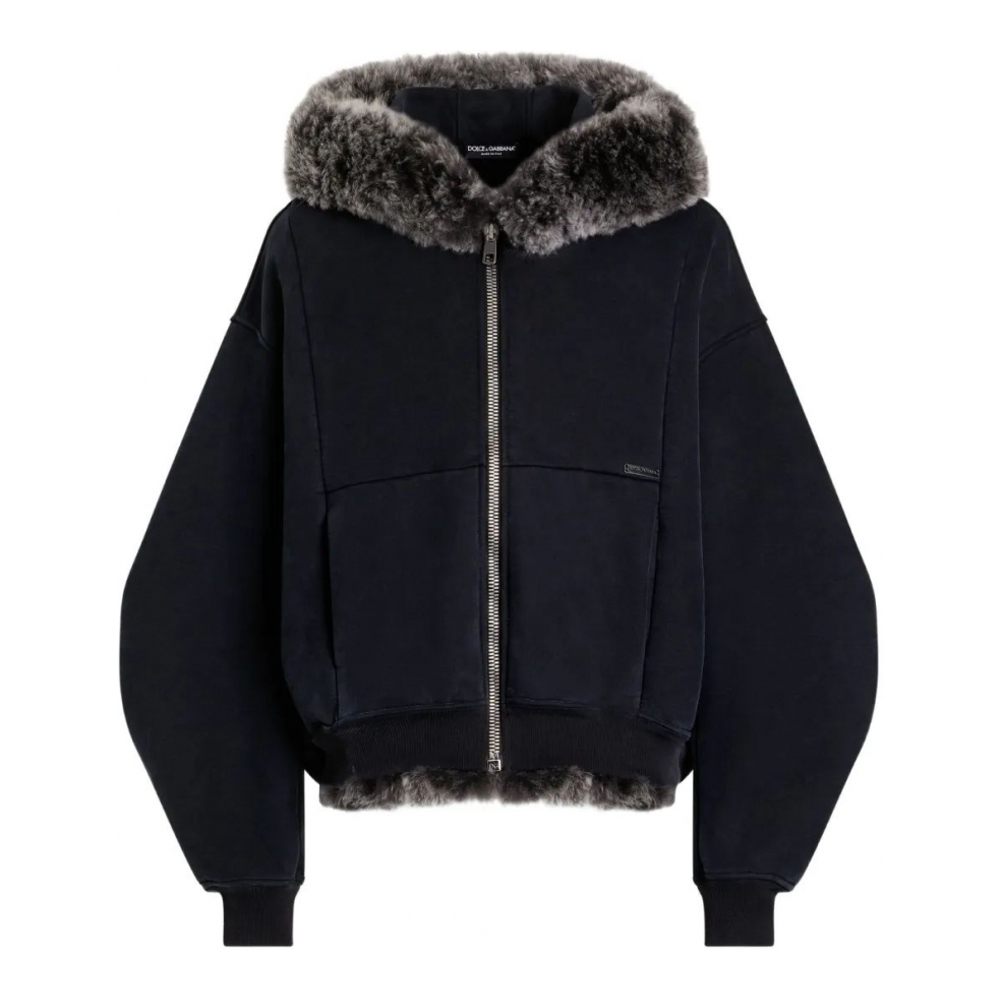 Sweatshirt à capuche  'Fur-Trimmed Zip-Up' pour Hommes