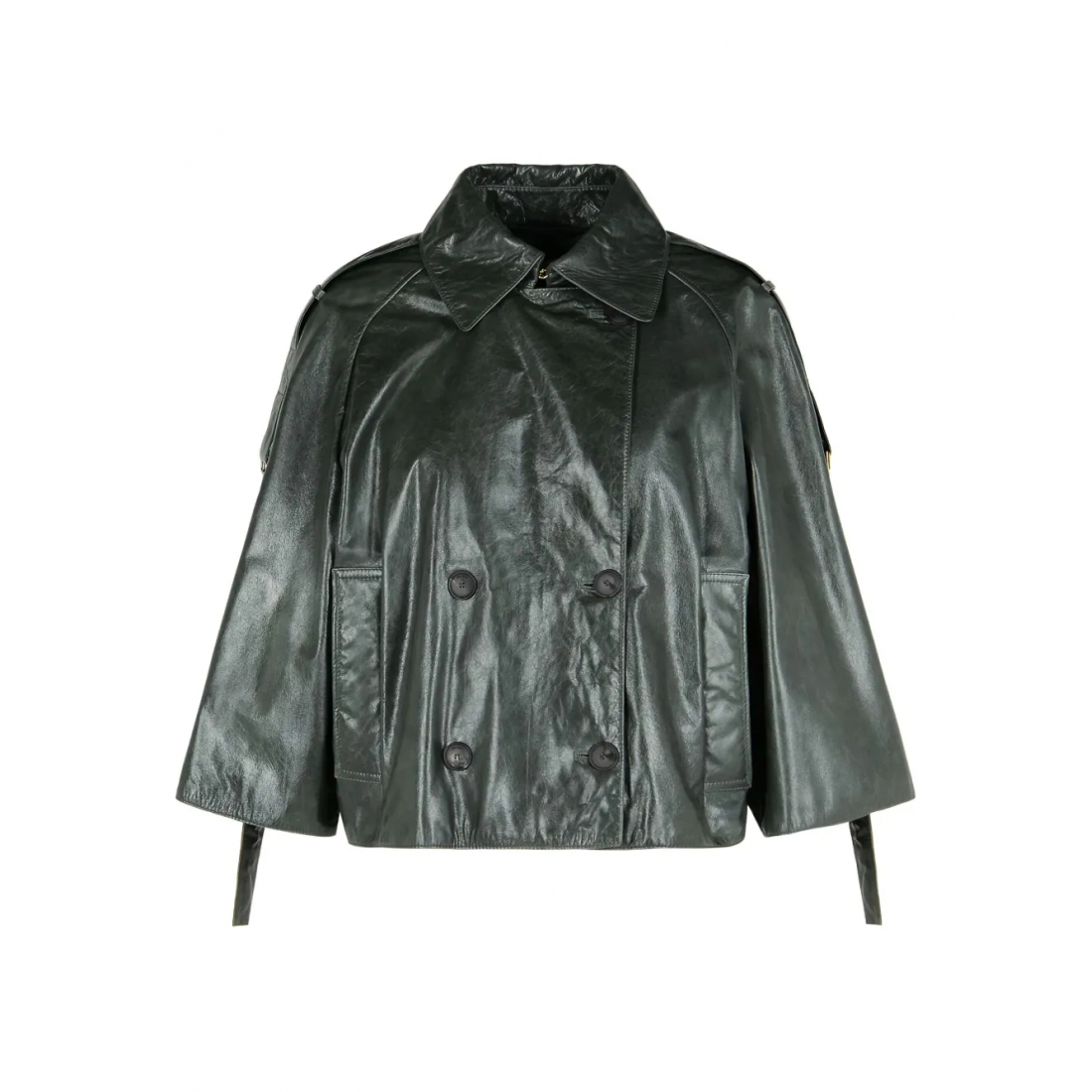 Veste en cuir 'Pointed-Collar Double-Breasted' pour Femmes