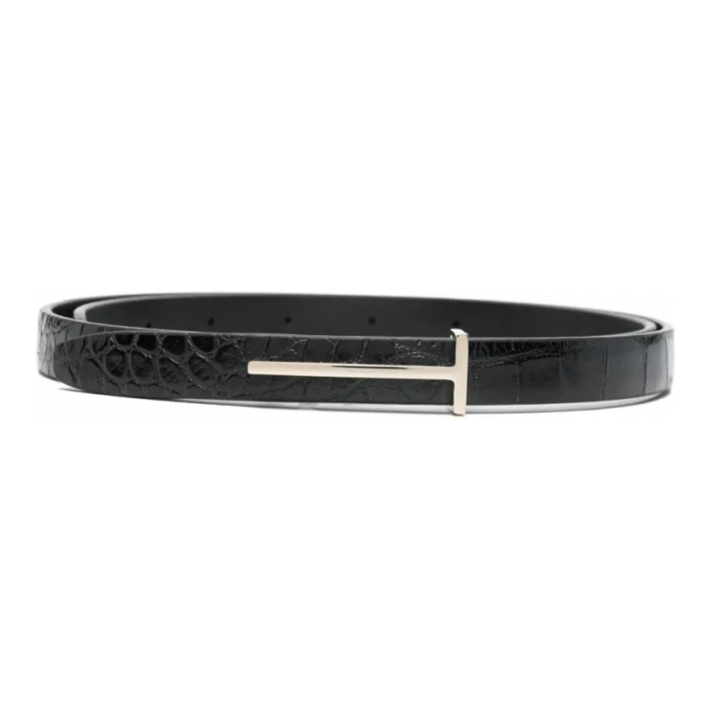 Ceinture 'Crocodile-Embossed T-Buckle' pour Femmes