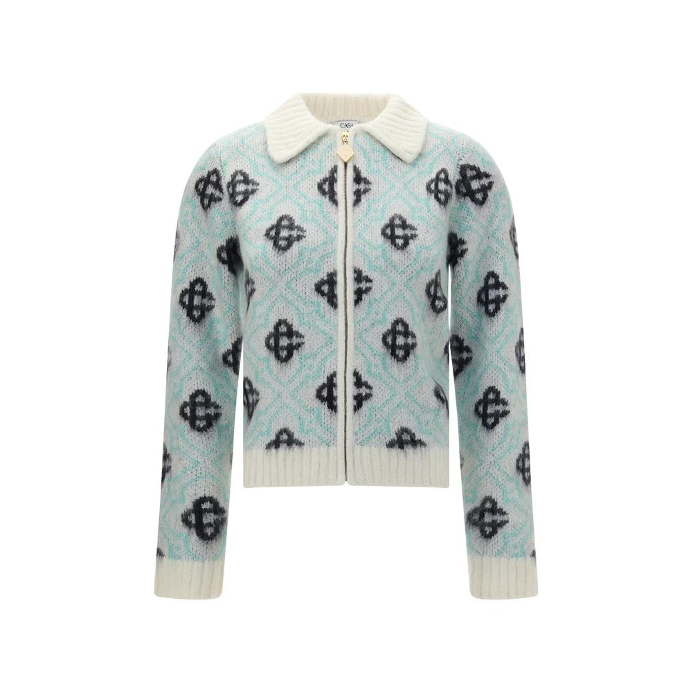 Women's 'Monogram-Pattern Zip-Up' Cardigan