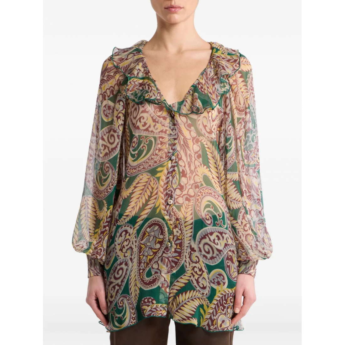 Chemise 'Paisley Ruffled' pour Femmes
