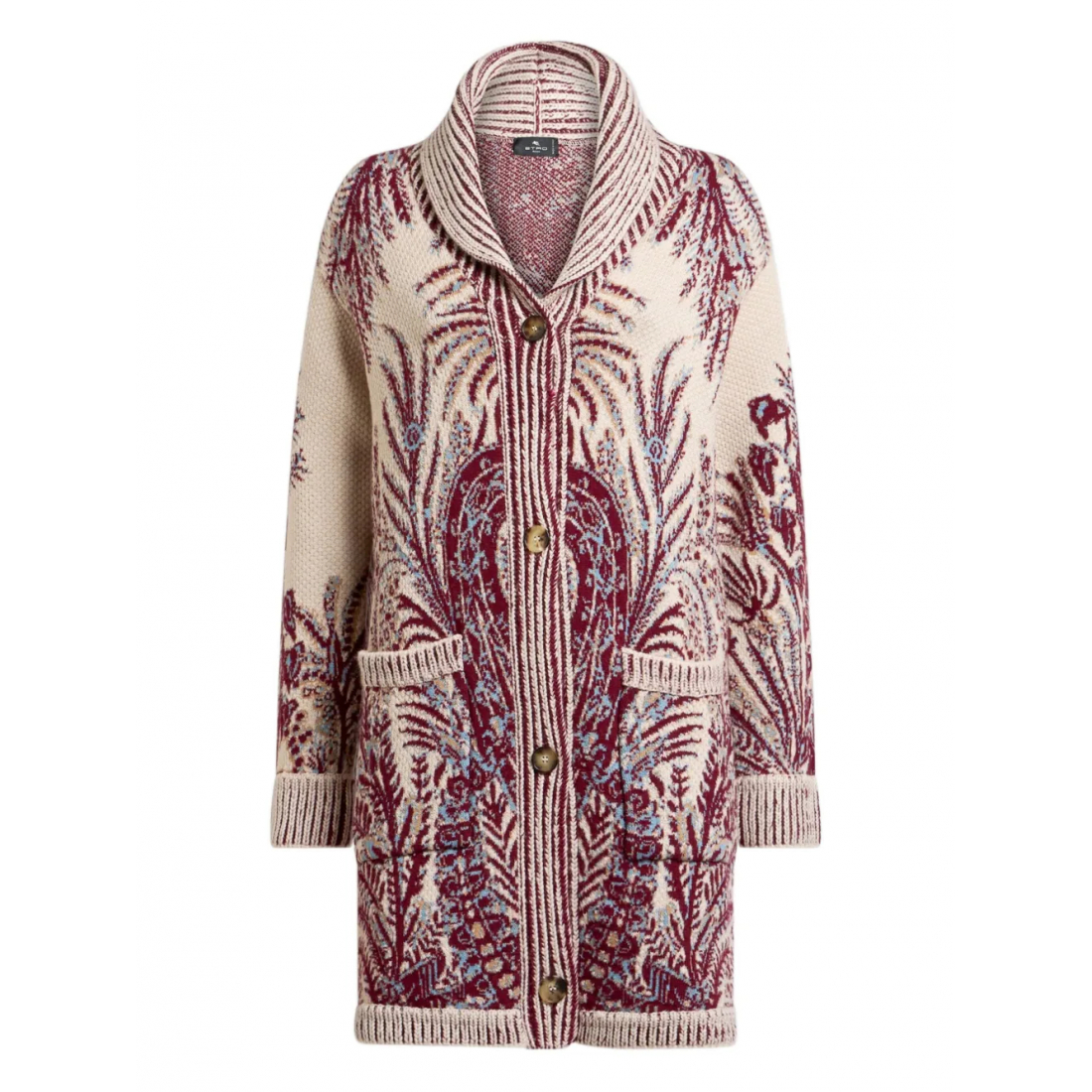 Cardigan 'Floral-Jacquard Button-Fastening' pour Femmes