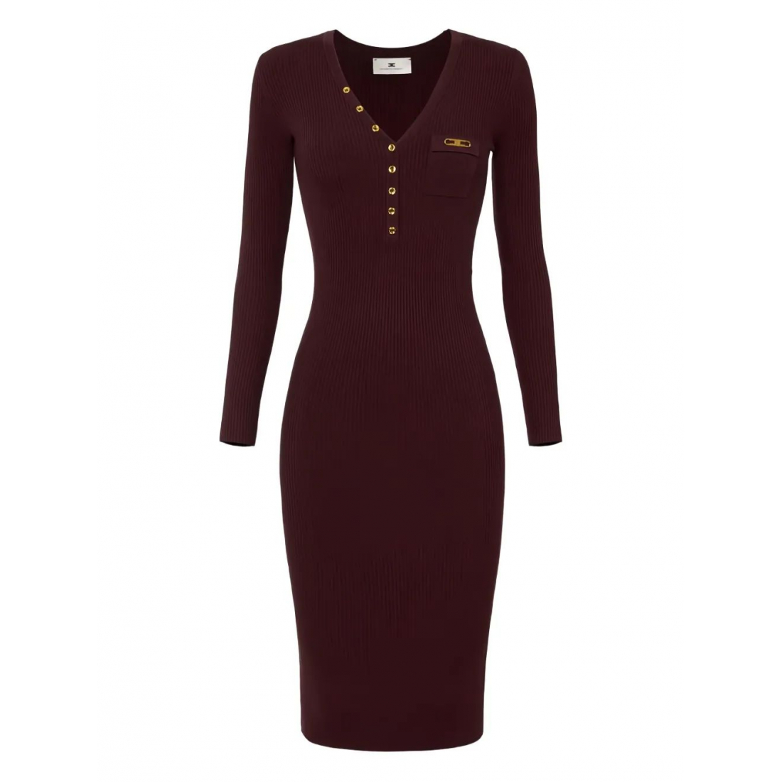 Robe Midi 'Ribbed Chest-Pocket' pour Femmes