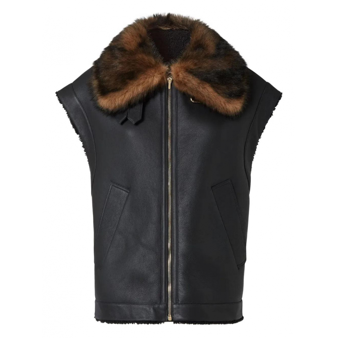 Gilet 'Fur-Collar Zip' pour Femmes