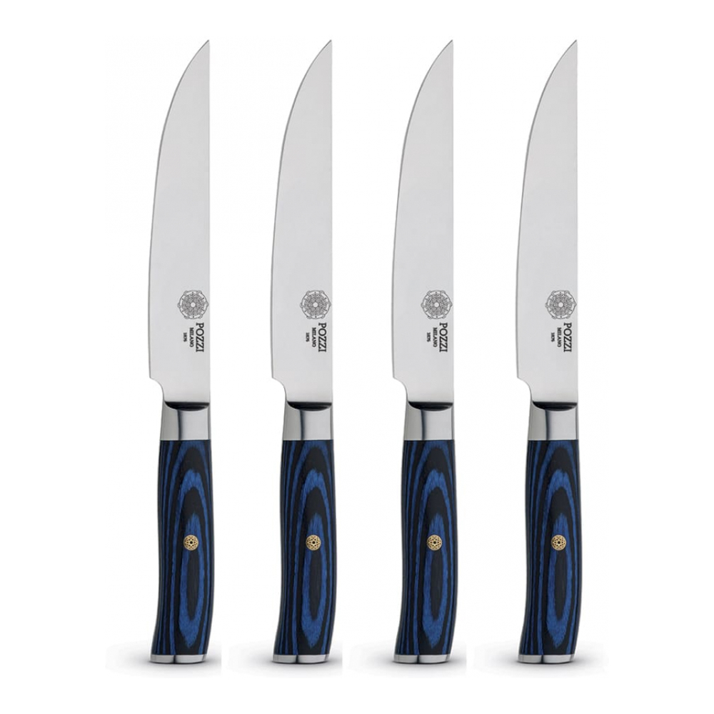 Set Of 4 Blue Steak Knives
