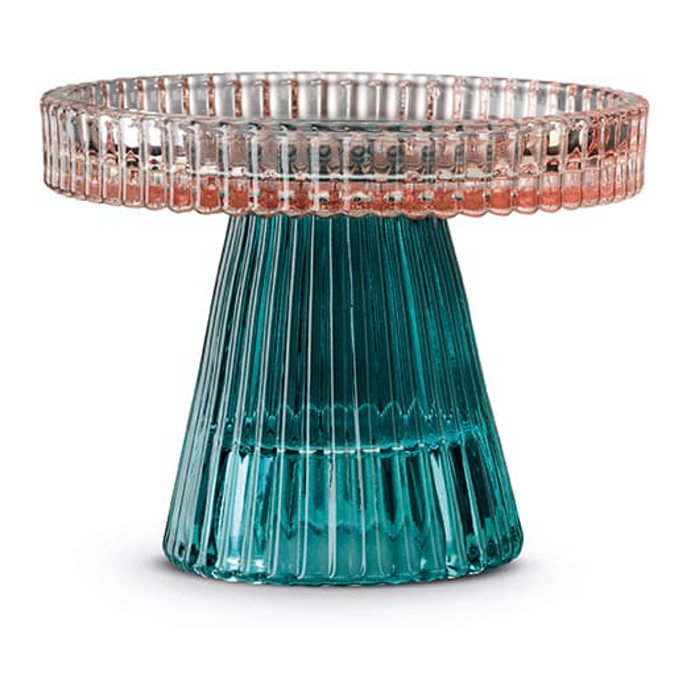 2-In-1 Two-Tone Pink/Green Glass Candle Holder/Stand