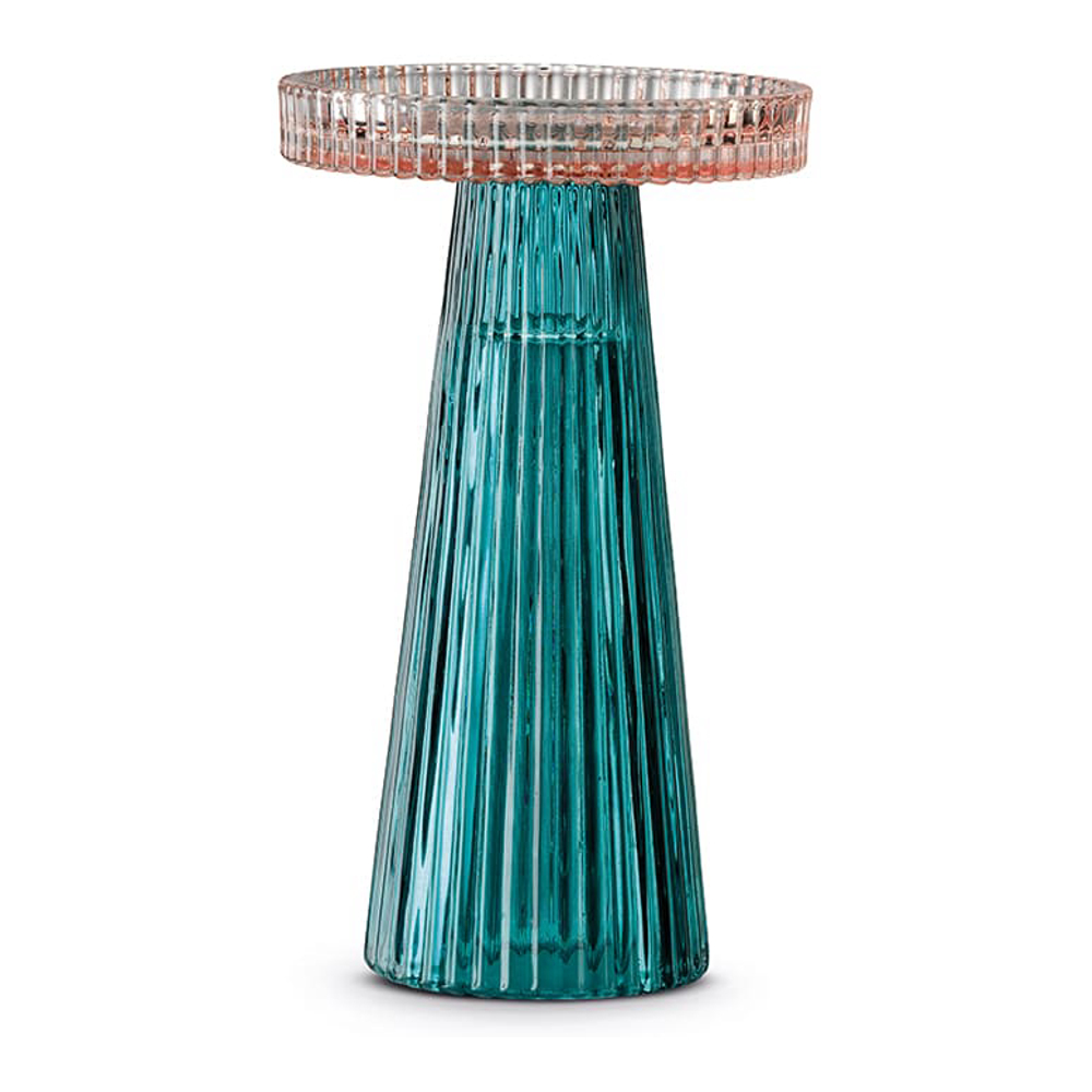 2-In-1 Zweifarbiger Rosa/Grüner Glaskerzenhalter/Ständer