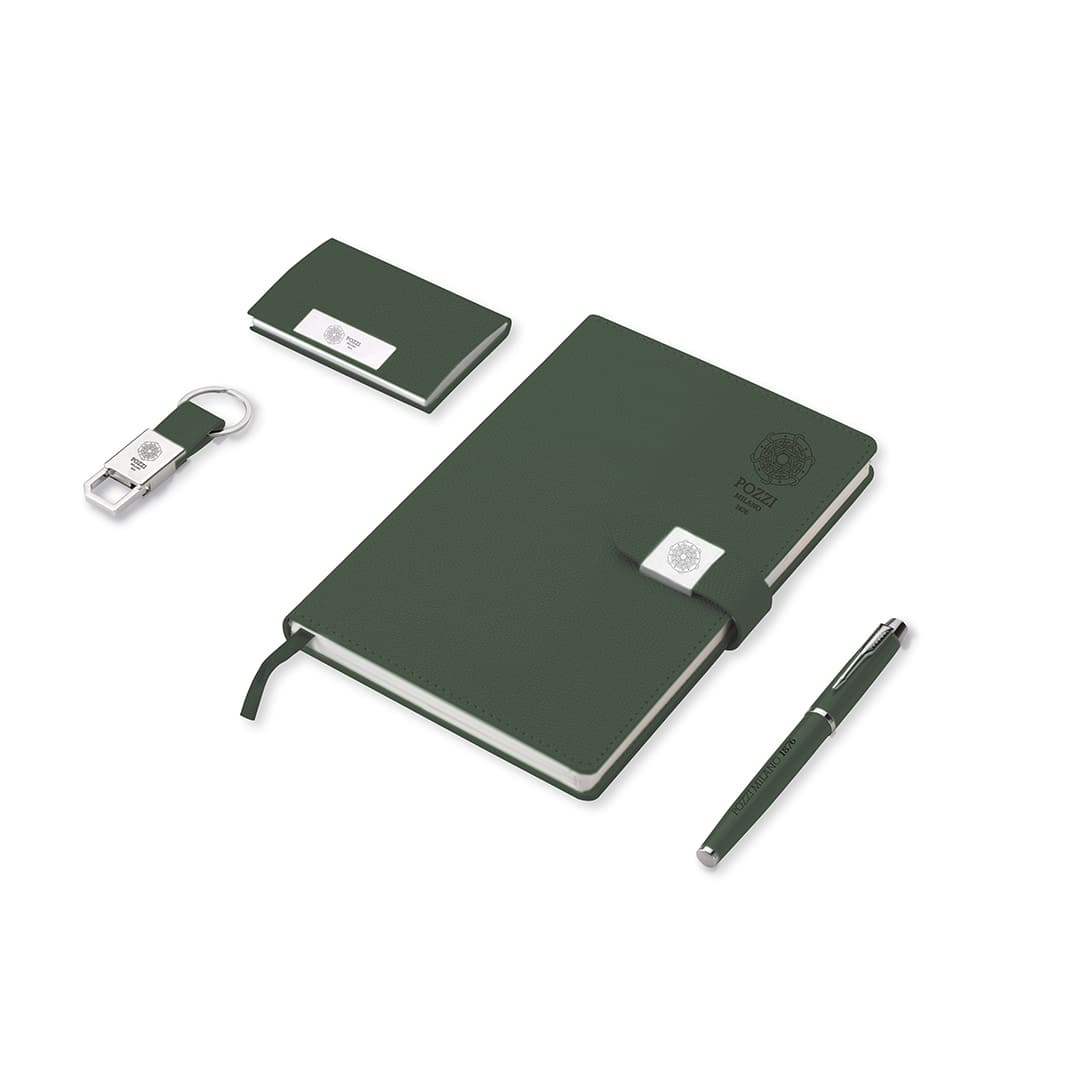 Grünes Geschenkset Mit Schlüsselanhänger Und Kartenhalter