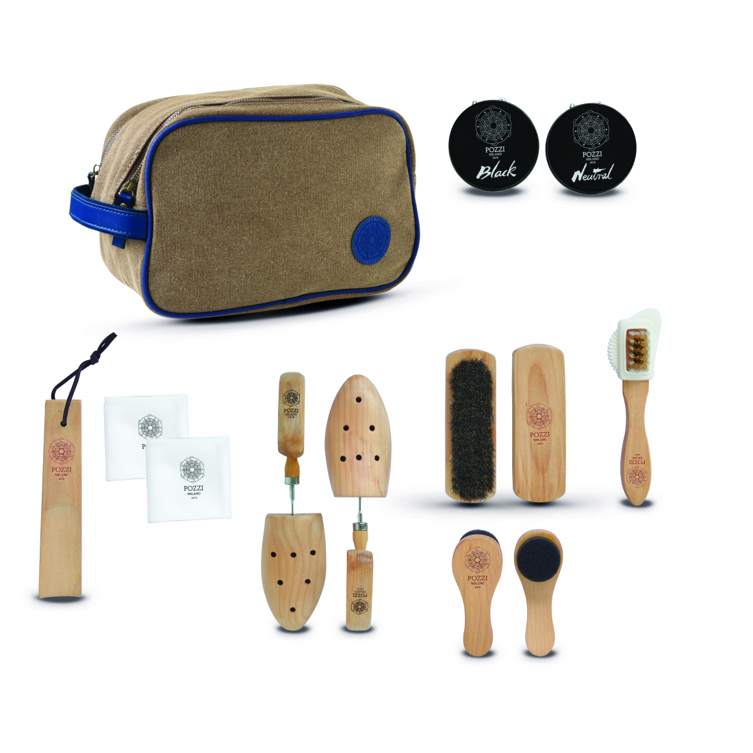 Large Shoe Care Set In Brown Bag