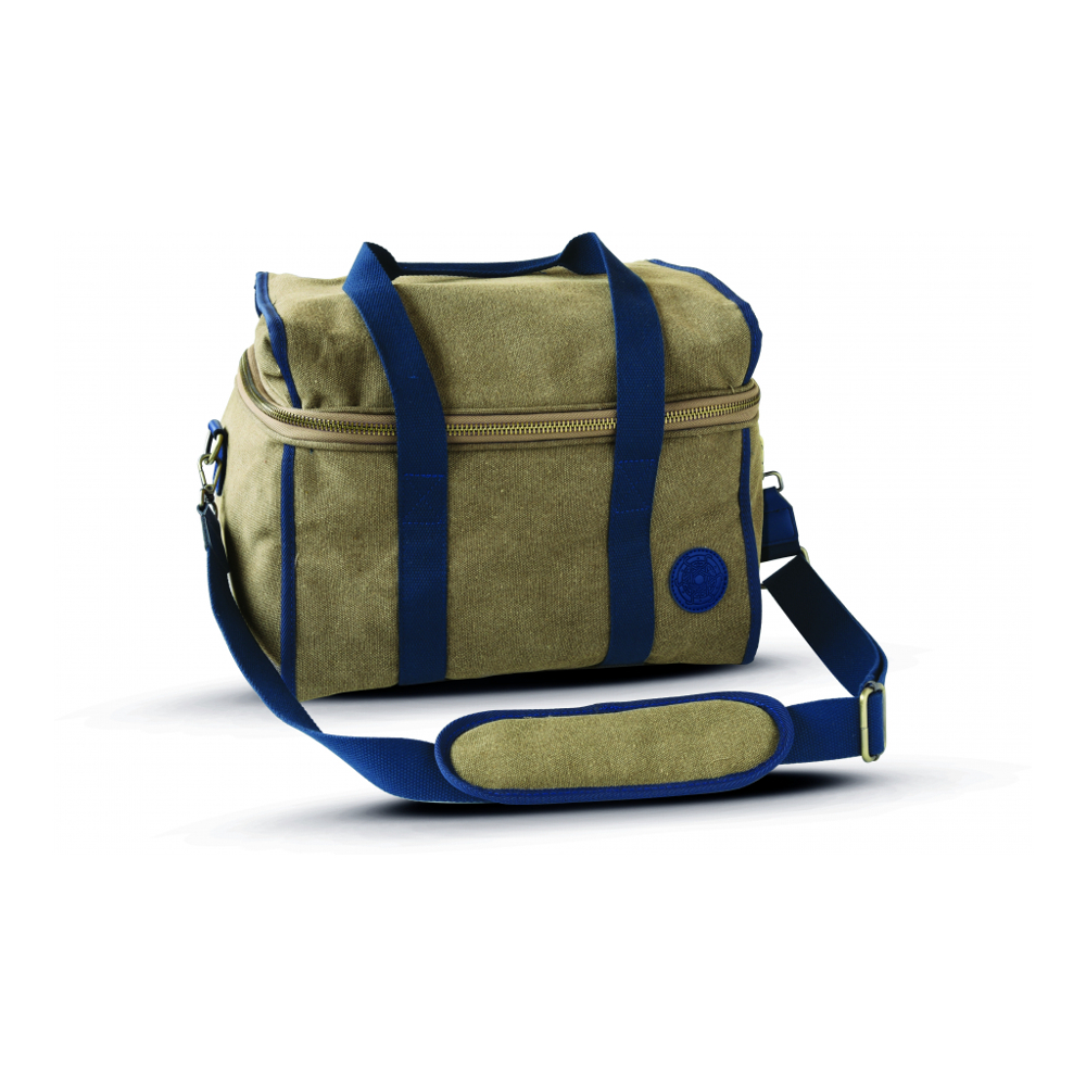 Sac Isotherme En Toile Et Cuir - Bleu Foncé