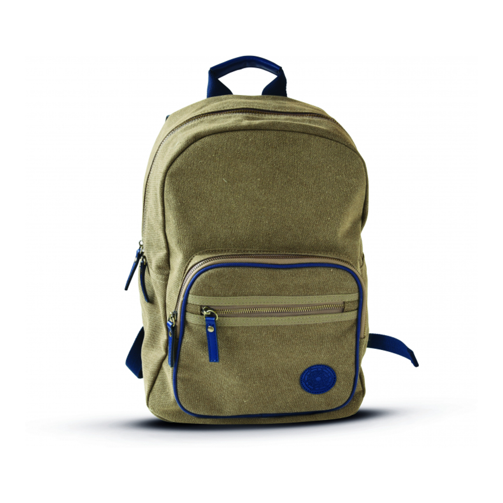 Sac À Dos En Toile Et Cuir - Bleu Foncé