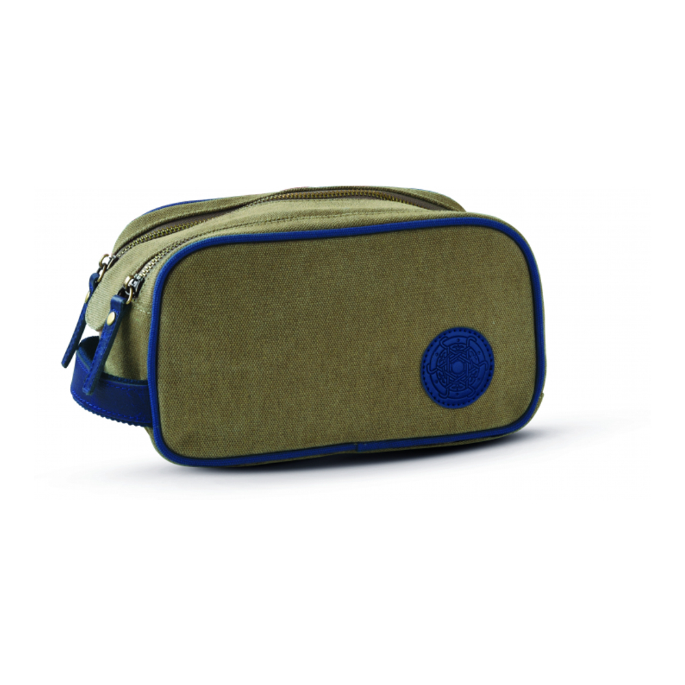 Étui À Beauté En Toile Et Cuir - Bleu Foncé