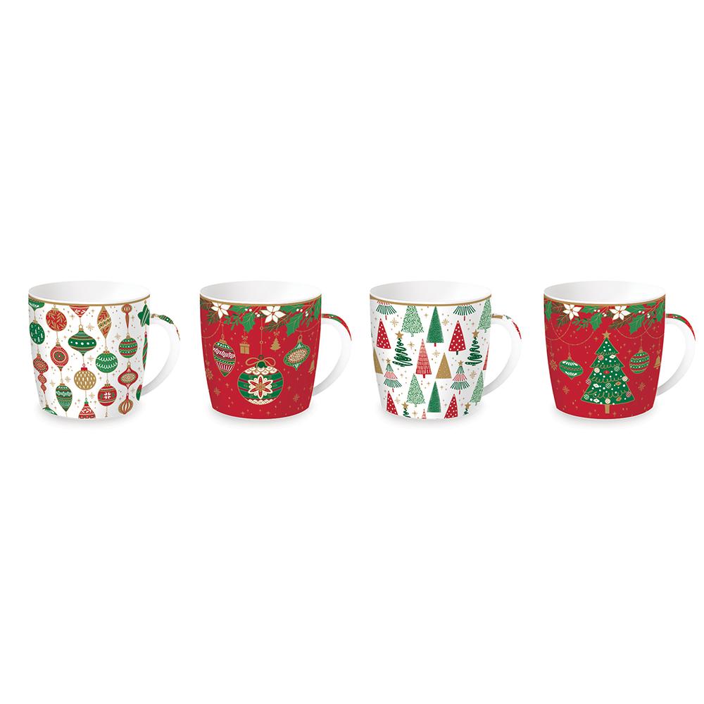 Set Of 4 Jingle Bells Mugs
