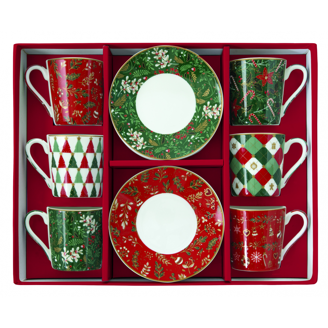 6-Teiliges Kaffeeservice Aus Porzellan (100 ml) In Geschenkbox – Fancy Christmas