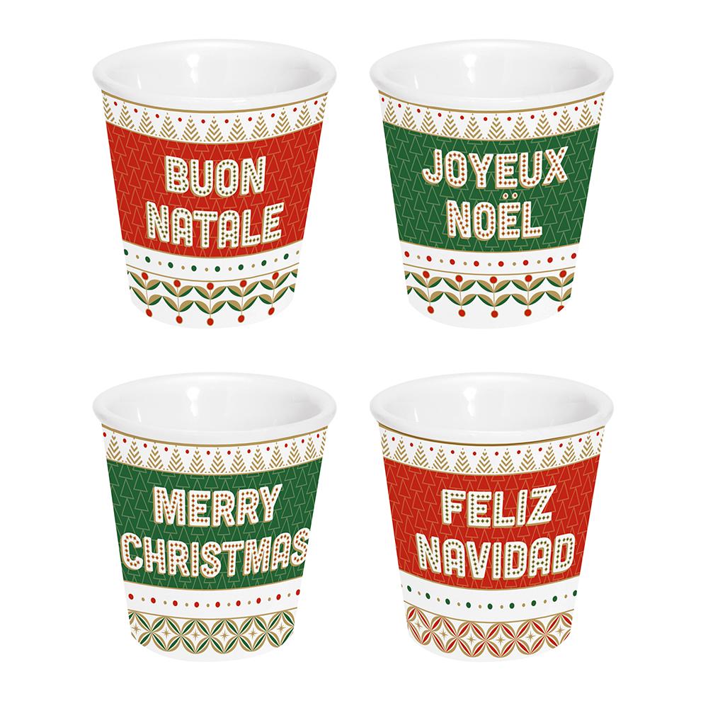Set Mit 4 Kaffeetassen „Genießen Sie Ihre Weihnachten“