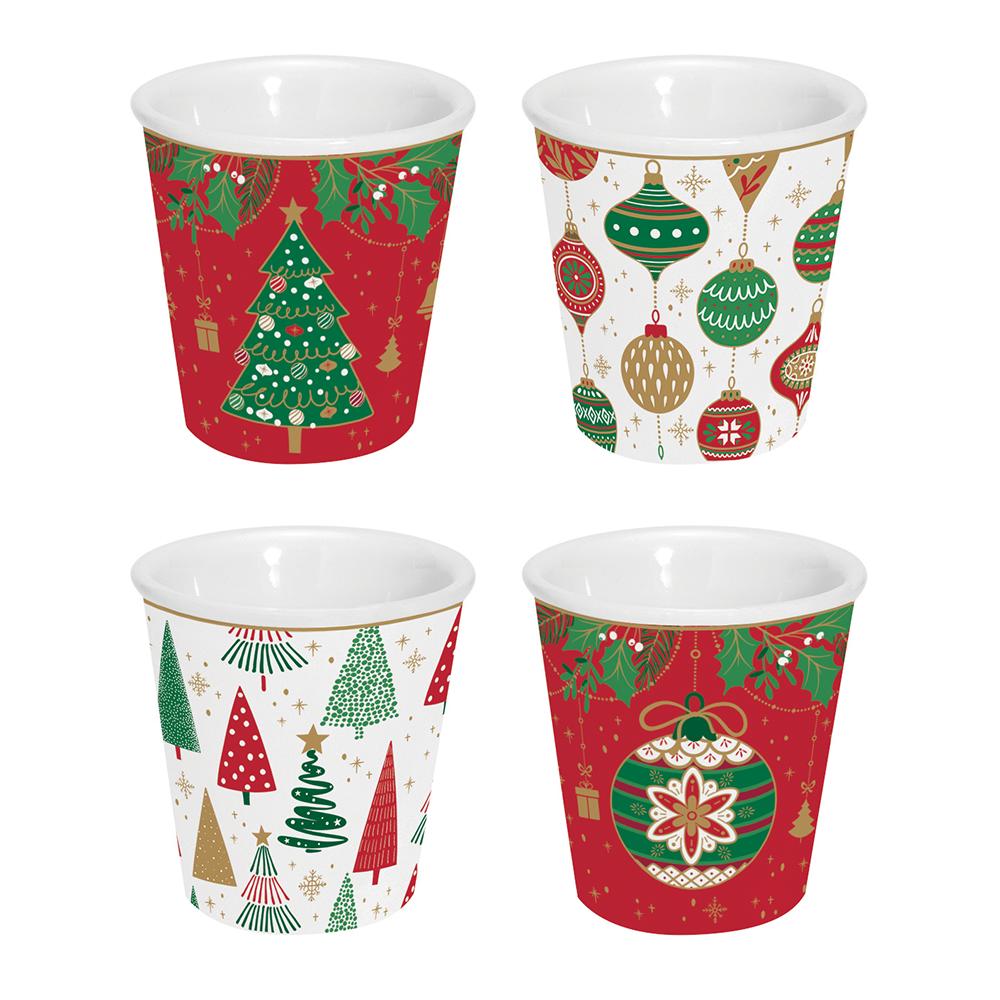 Set Mit 4 Jingle Bells Kaffeetassen