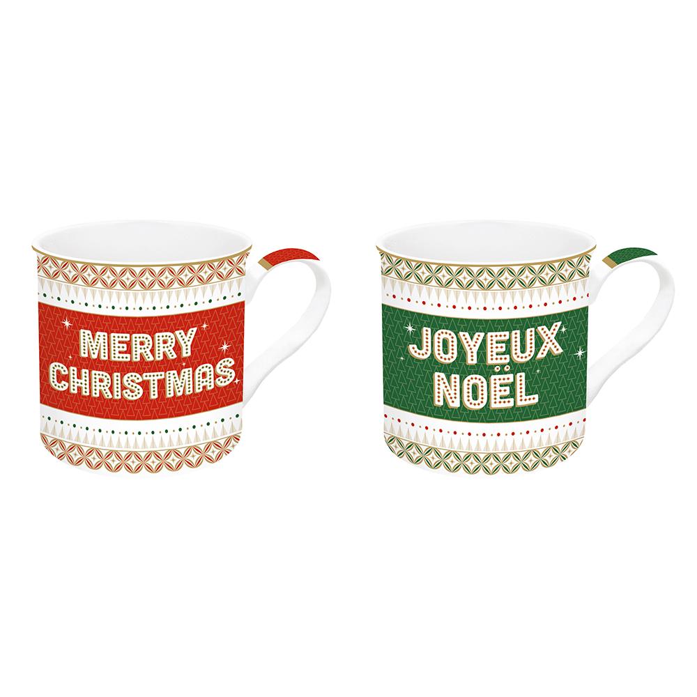 Set Mit 2 Tassen À 300 ml Aus Feinem Porzellan In Geschenkbox. Frohe Weihnachten!