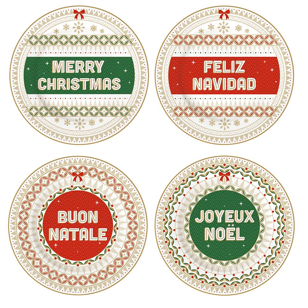 Ensemble De 4 Assiettes À Dessert. Joyeux Noël