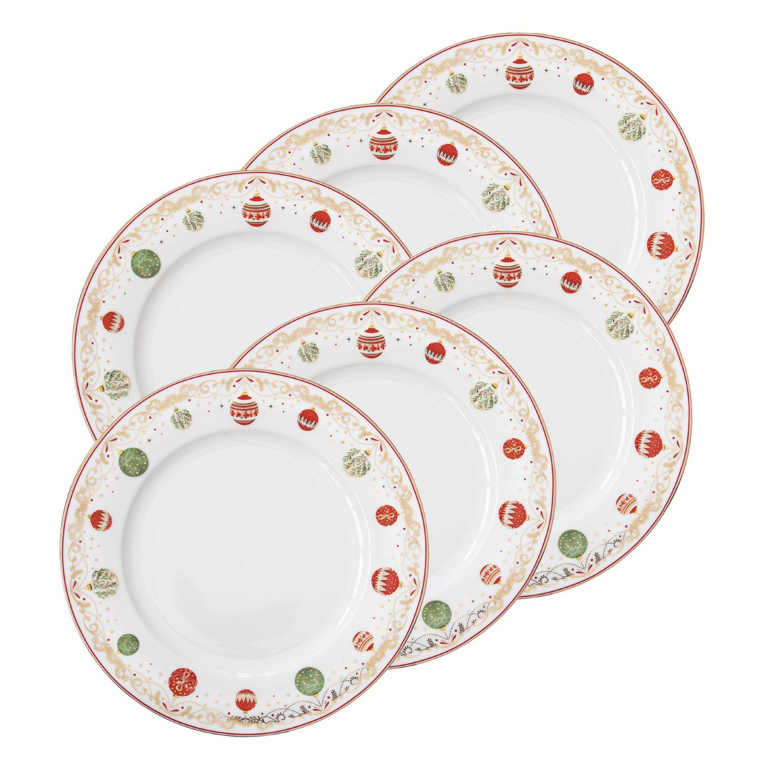 Set Mit 6 Porzellan-Speisetellern, Ø 26,5 cm, Heiligabend