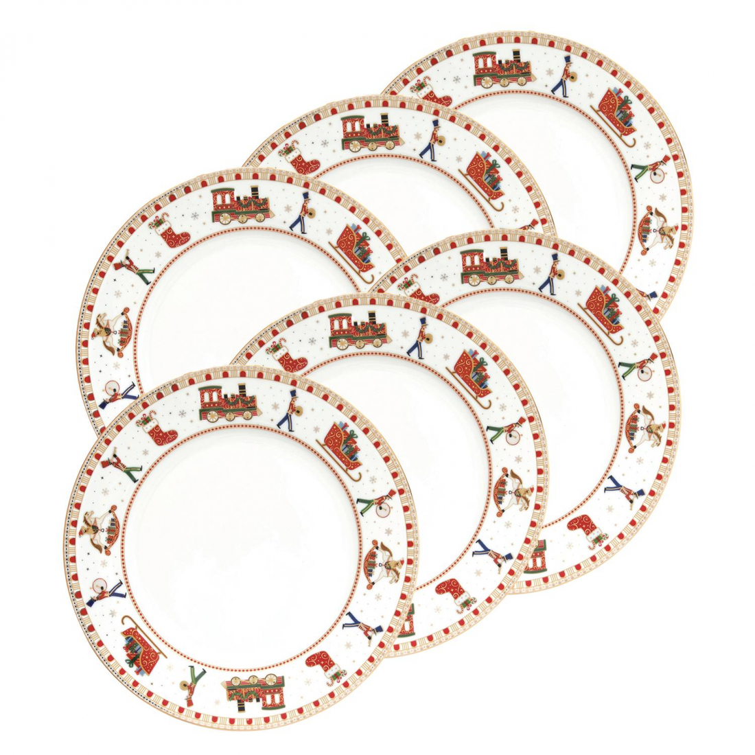 Service De 6 Assiettes Plates En Porcelaine Ø 26,5 cm Polar Express
