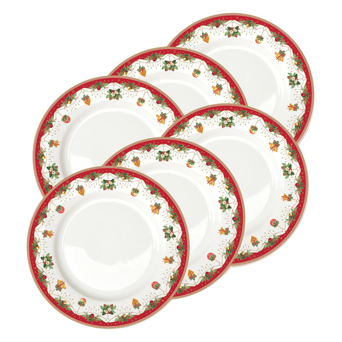 Service De 6 Assiettes Plates En Porcelaine Ø 26,5 cm Noël Nostalgique