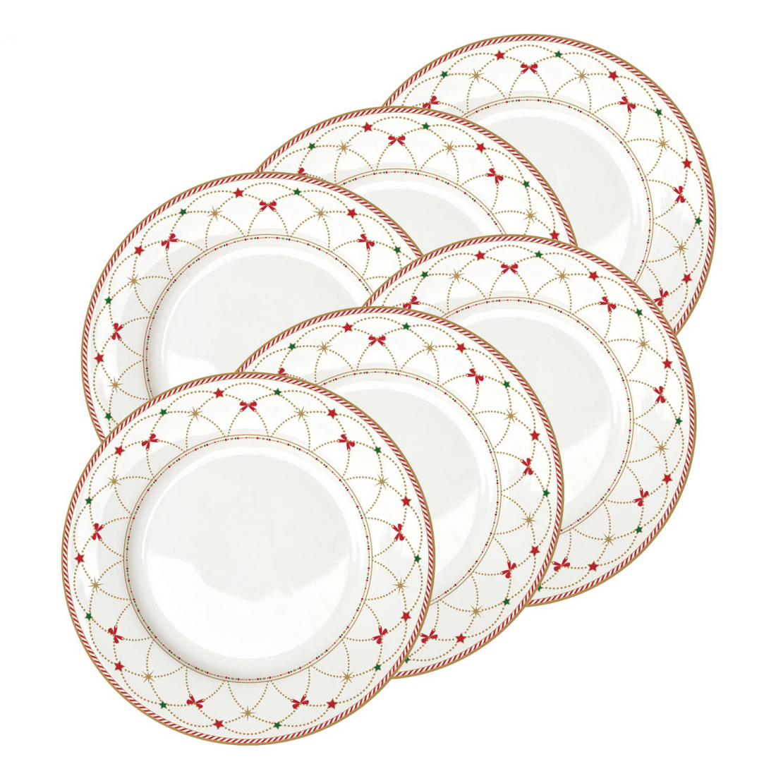 Set Of 6 Porcelain Dinner Plates Ø 26.5 cm Nutcracker Twist