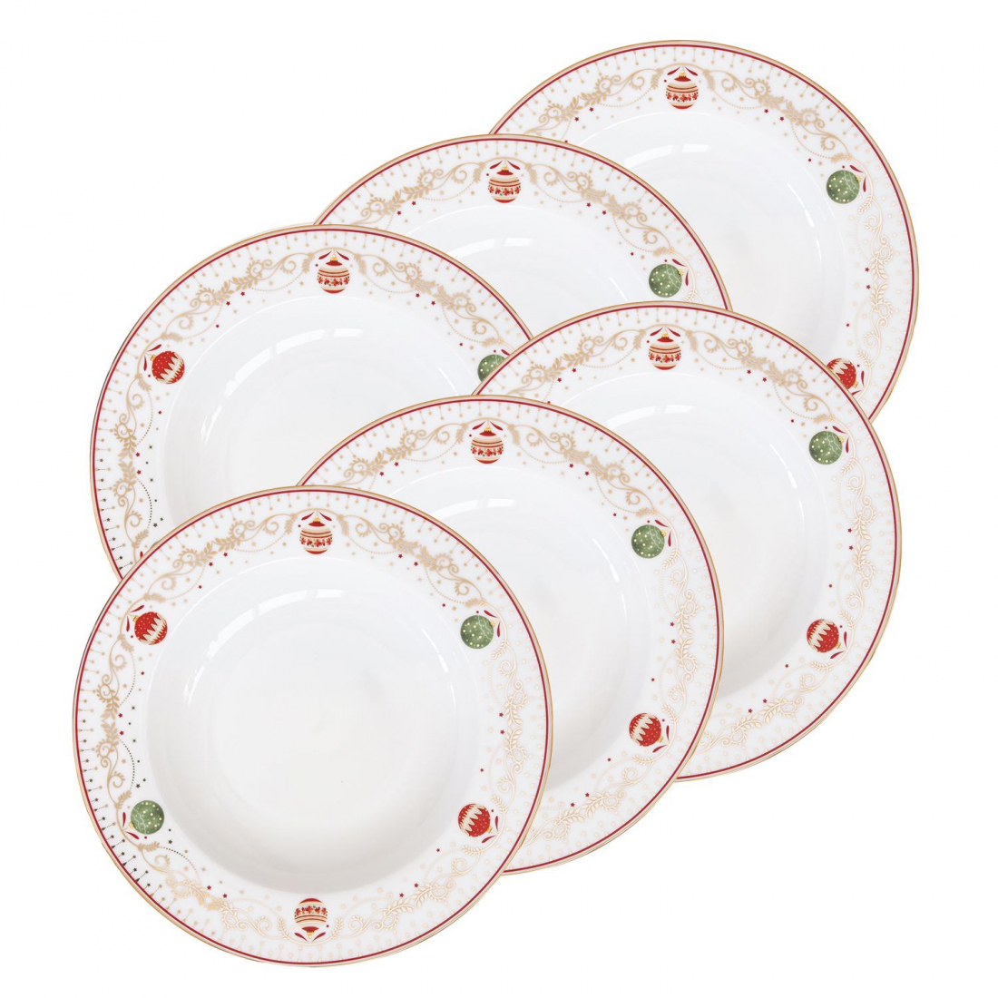 Set Mit 6 Porzellan-Suppentellern Ø 21,5 cm Heiligabend