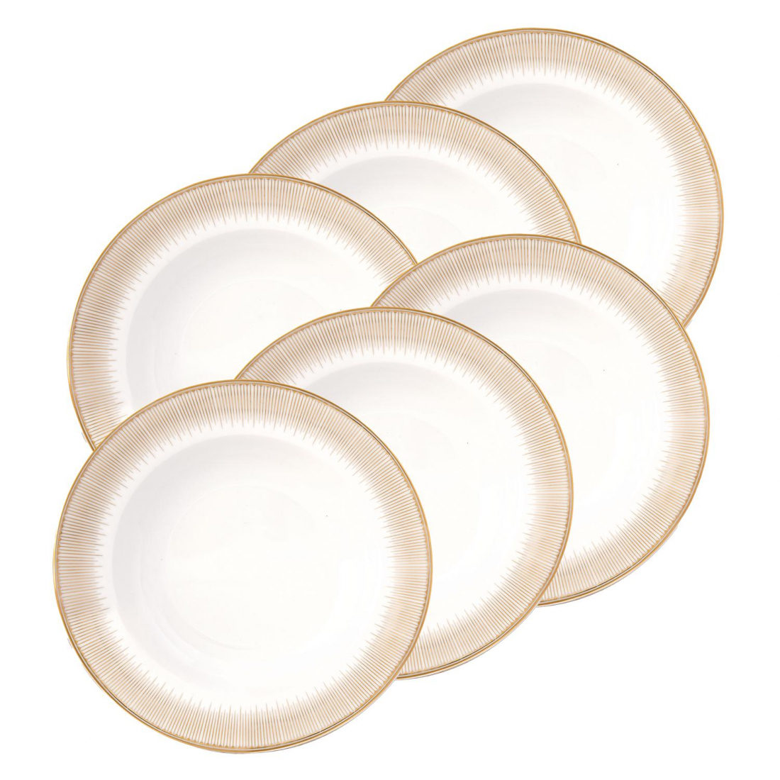 Set Of 6 Porcelain Soup Plates Ø 21.5 cm Festive