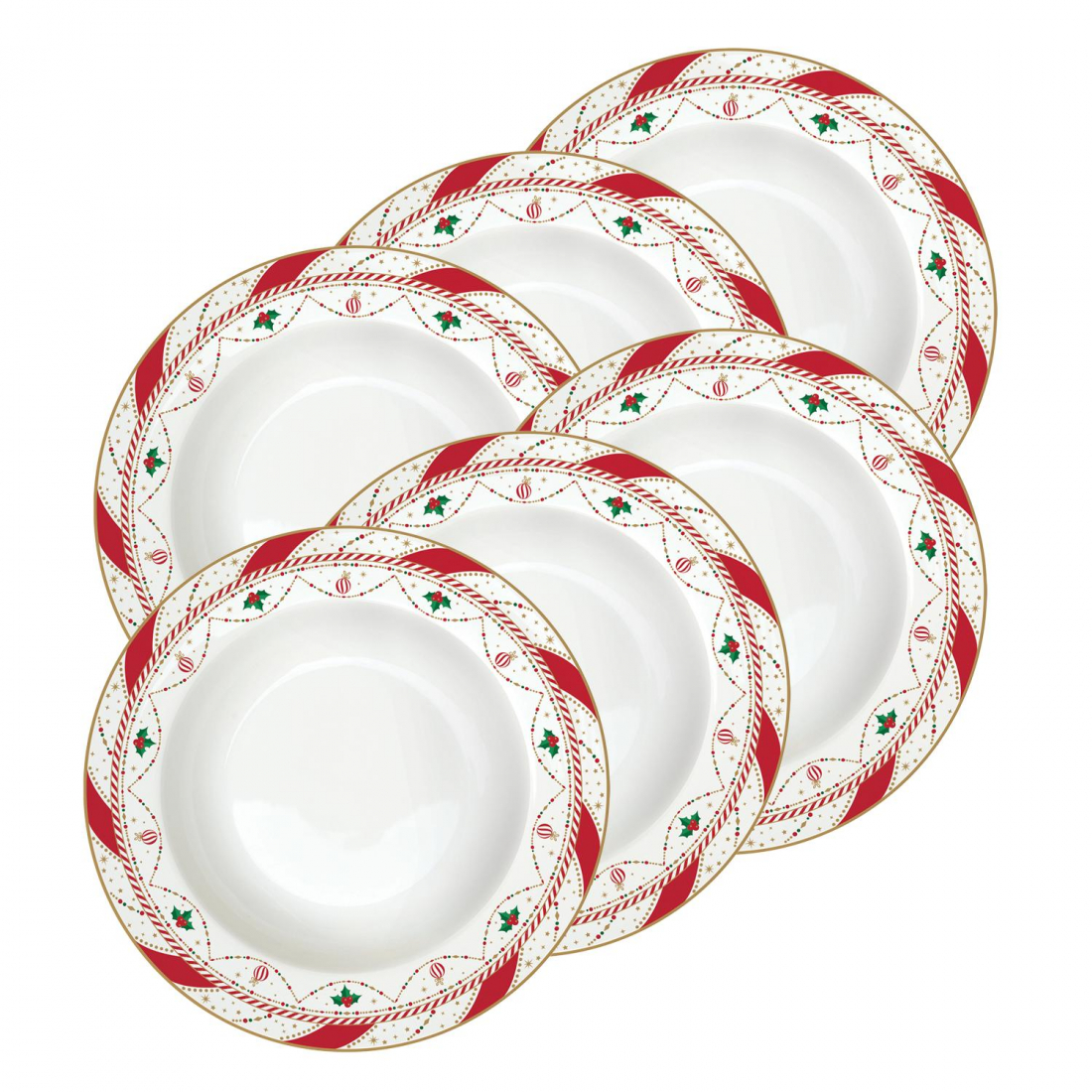 Set Of 6 Porcelain Soup Plates Ø 21.5 cm Nutcracker Twist