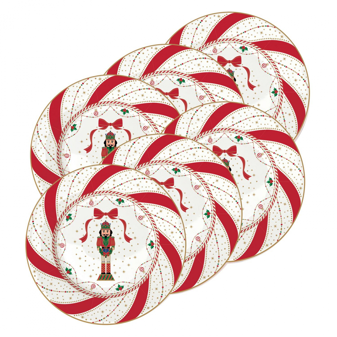 Set Aus 6 Aperitif-/Desserttellern, Ø 19 cm. Nussknacker-Twist