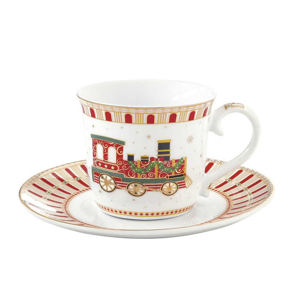 Tasse Et Soucoupe En Porcelaine De 200 ml Dans Une Boîte Aux Couleurs Du Polar Express